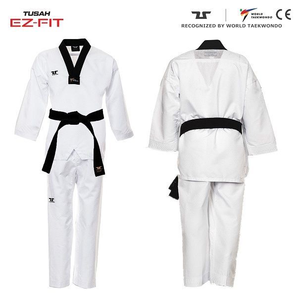 TUSAH - Black Collar EZ-Fit Fighter Uniform - South Bank Taekwondo